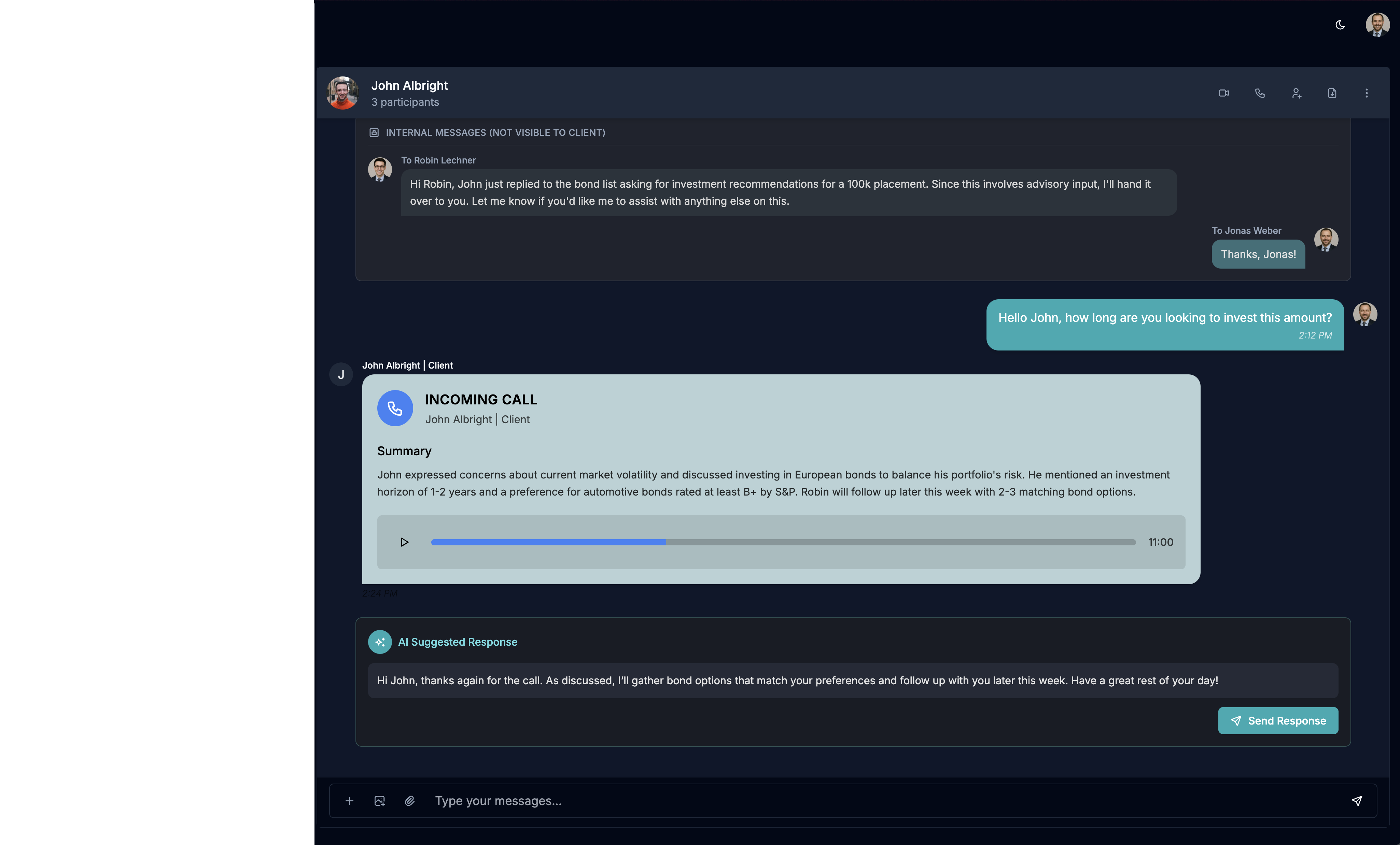 Confido Messaging Interface - Layer 2